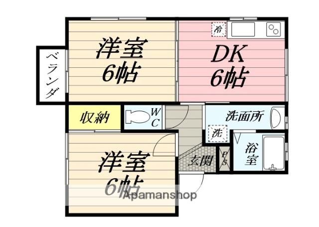 パークハイムⅠ(2DK/1階)の間取り写真