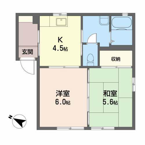 ディアス美晃(2K/1階)の間取り写真