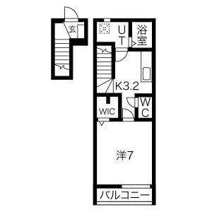 アスプリール(1K/2階)の間取り写真