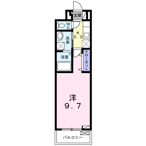 カルムコトー(1K/2階)の間取り写真
