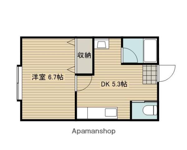 メゾンT&S(1DK/2階)の間取り写真