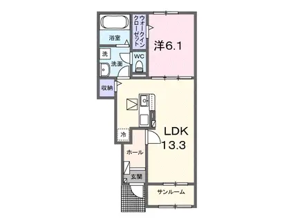 インフィニティエアポートS B(1LDK/1階)の間取り写真
