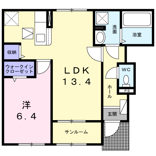 セラヴィ(1LDK/1階)の間取り写真