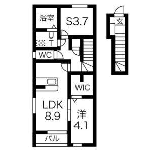 C.COURT(1SLDK/2階)の間取り写真