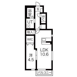 ソレイユ大衡(1LDK/1階)の間取り写真