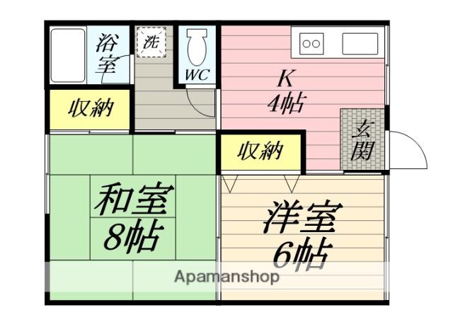 カサブランカ大町(2K/1階)の間取り写真
