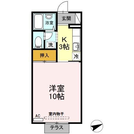 セジュール 旭川(1K/1階)の間取り写真