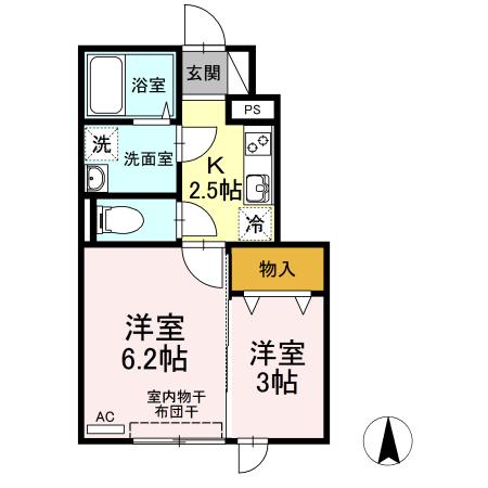 ヴィルドミール手形(2K/1階)の間取り写真