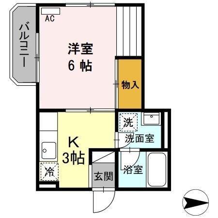 川の辺ハイツ(1K/2階)の間取り写真