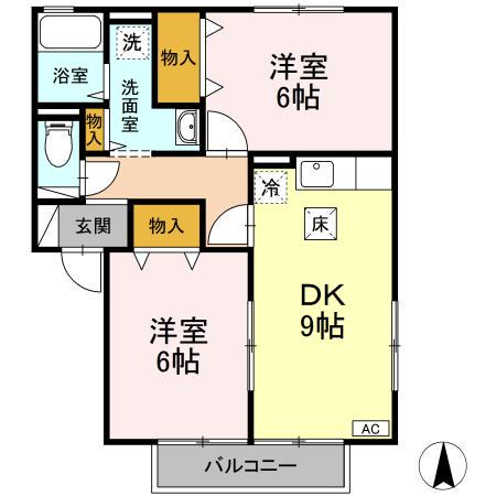 グリーンコートABC(2DK/1階)の間取り写真