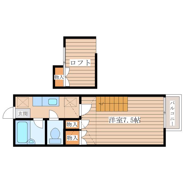 宮床ビレッジ(1K/2階)の間取り写真