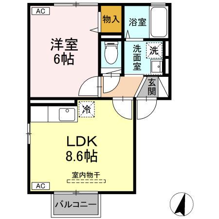 ウィルモアKJ(1LDK/1階)の間取り写真