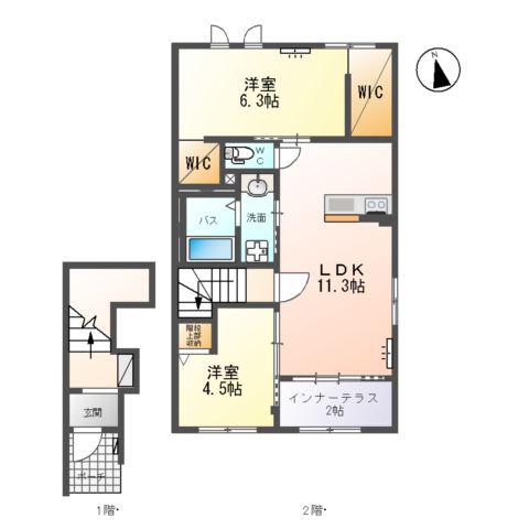 SOLEIL(2LDK/2階)の間取り写真