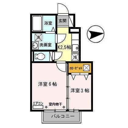 ハウスいしかわIII(2K/1階)の間取り写真