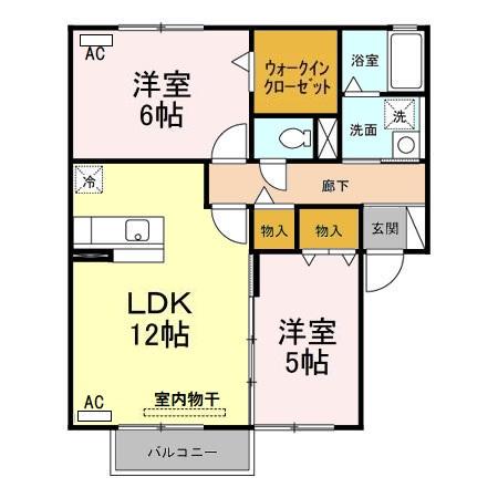グランモア池田 A(2LDK/2階)の間取り写真