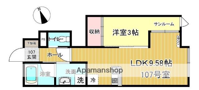 CASAFRENTERICOOMACHI(1LDK/1階)の間取り写真