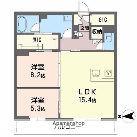 シャーメゾン泉中央3丁目(2LDK/1階)の間取り写真