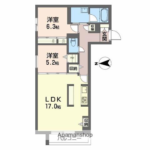 シャーメゾン泉中央3丁目(2LDK/1階)の間取り写真
