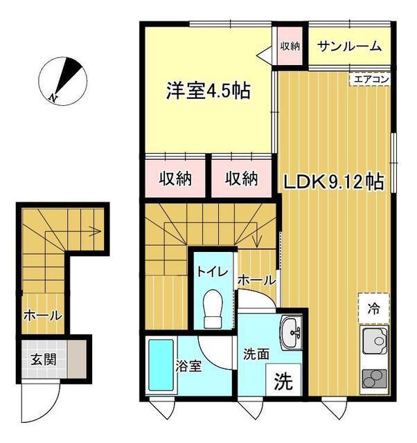 EPISODE C棟(1LDK/2階)の間取り写真