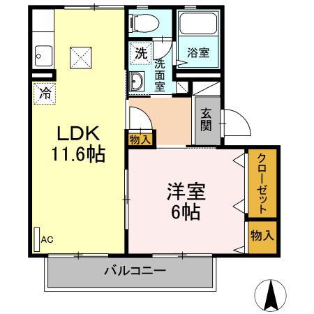 ヴィラレティス(1LDK/1階)の間取り写真