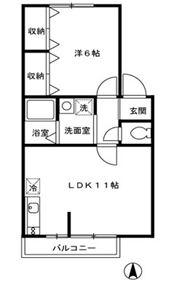エステート将軍野(1LDK/1階)の間取り写真