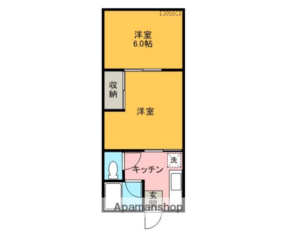 羽越本線 羽後本荘駅 徒歩20分 2階建 築35年(2K/1階)の間取り写真