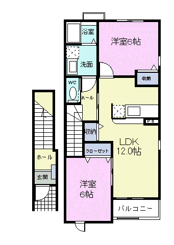 エテルノトモエ(2LDK/2階)の間取り写真