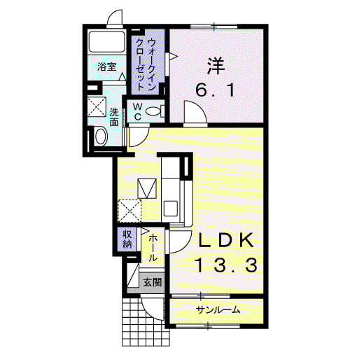 フェリオ(1LDK/1階)の間取り写真