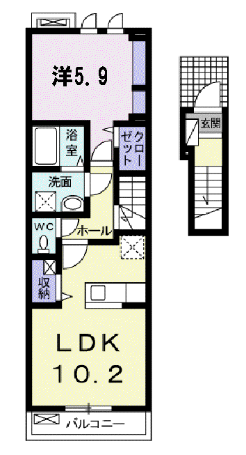 グレイスⅡ(1LDK/2階)の間取り写真