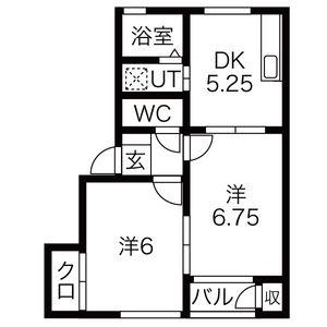 プレステージ2(2DK/1階)の間取り写真