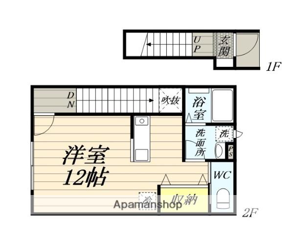 MASTERPIECE URBAN CUBE 由利本荘 B棟(ワンルーム/2階)の間取り写真