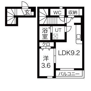 ラビスタアイワヒルズⅠ(1K/2階)の間取り写真