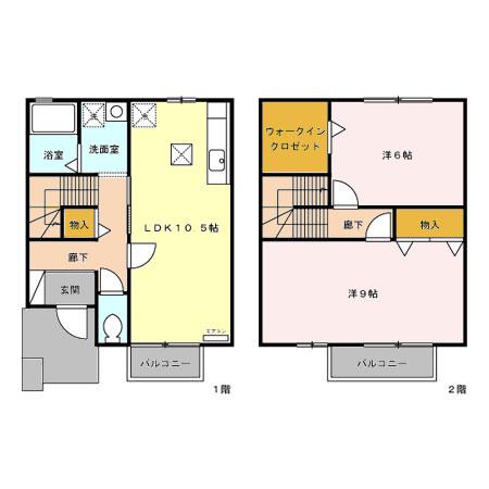 セジュールひかり　Ａ(2LDK)の間取り写真