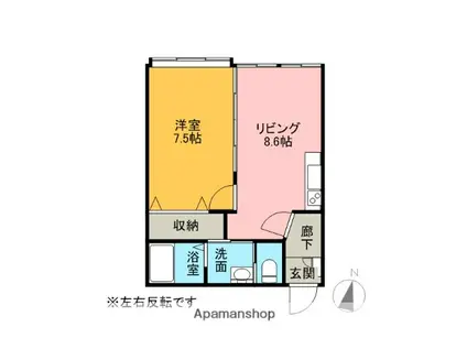 アーバンティ加賀屋Ⅰ(1LDK/2階)の間取り写真