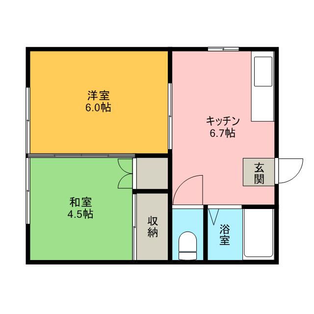 トラッドハウス2(2K/1階)の間取り写真