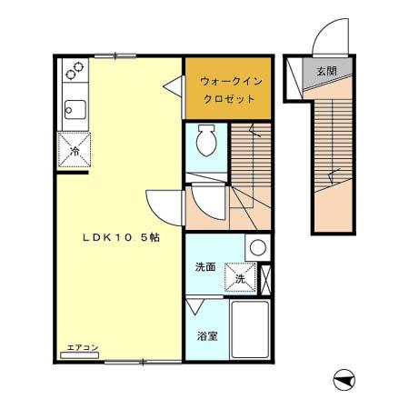 アルパイン(ワンルーム/2階)の間取り写真