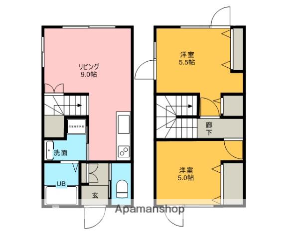 サンヴィレッジ山王(2LDK/1階)の間取り写真