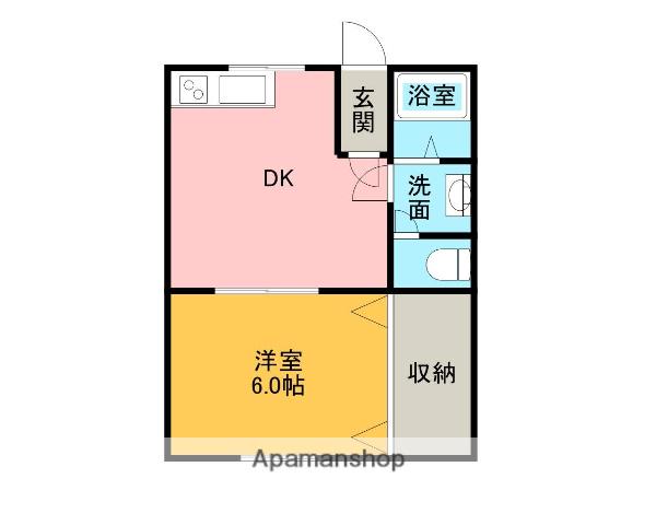 シャトー松文(1DK/1階)の間取り写真