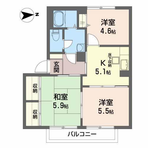 ボナールC(3K/1階)の間取り写真