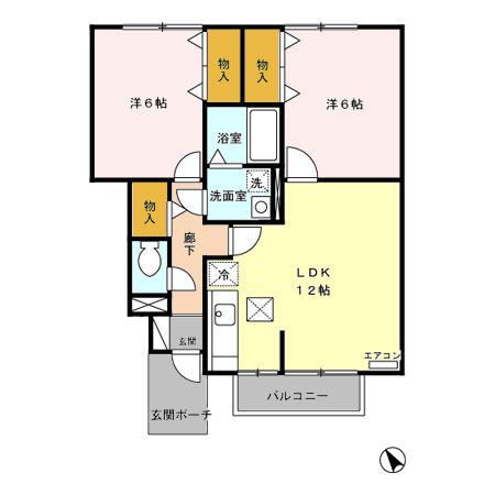 ウィル元町(2LDK/1階)の間取り写真