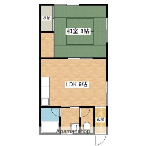 K・ハウス(1LDK/1階)の間取り写真