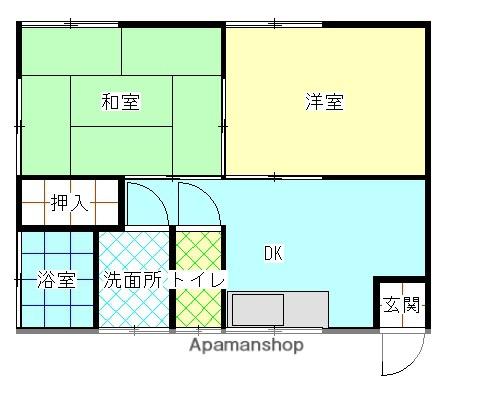 グリーンハイツ(2K/1階)の間取り写真