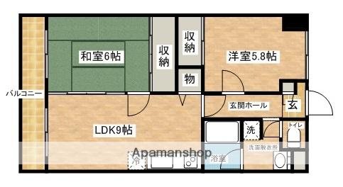 カサ・デ・おおまち(2LDK/5階)の間取り写真