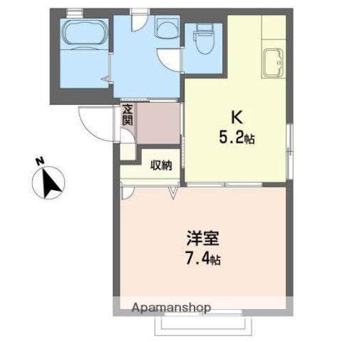 レジアス(1K/1階)の間取り写真
