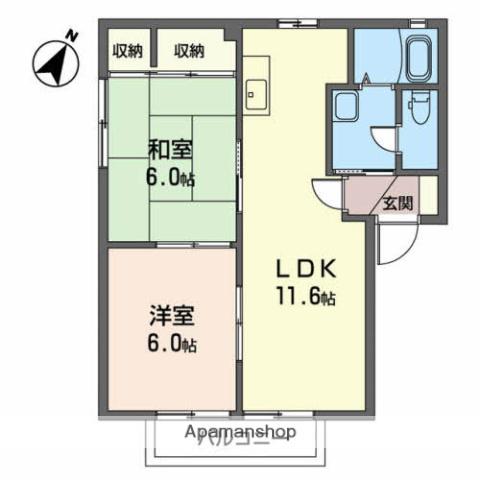 リバティハウスⅥ(2LDK/2階)の間取り写真