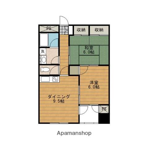 アルファーコート(2DK/1階)の間取り写真