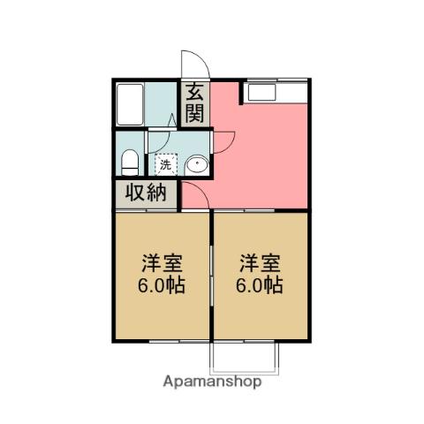 HONTANAKAハイツ(2DK/1階)の間取り写真