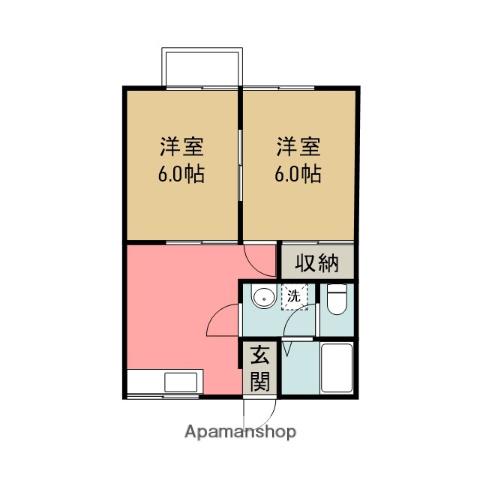 HONTANAKAハイツ(2DK/1階)の間取り写真