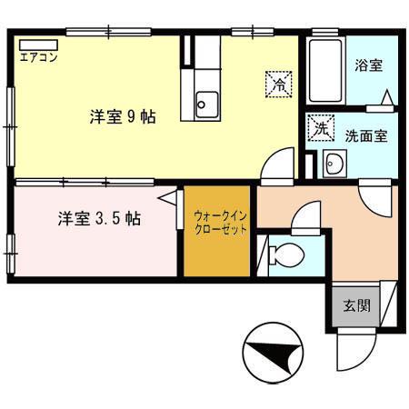 マノワール・リヴィエール2(1LDK/1階)の間取り写真