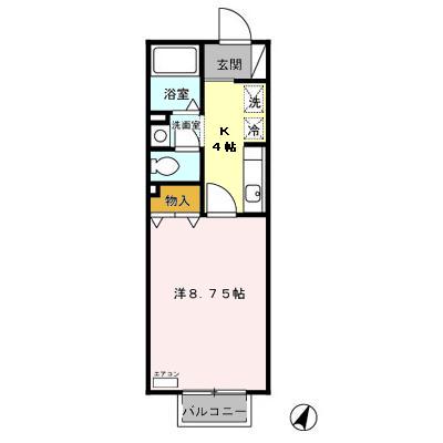 アドニスエステート(1K/1階)の間取り写真